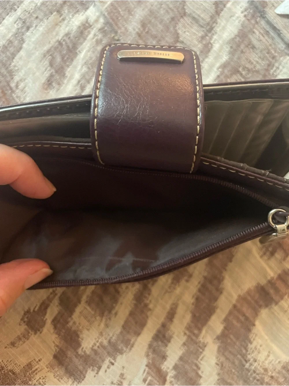 Nine West Deep Plum Leather Snap Wallet